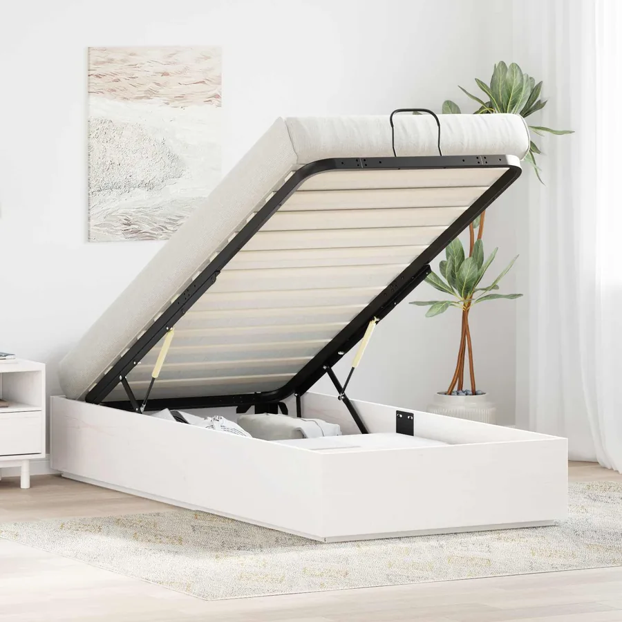 Cadre de lit ottoman avec rangement Blanc 80 x 200 cm