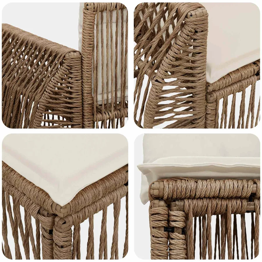 Ensemble de canapé de jardin 12 pcs Beige et blanc crème - 7