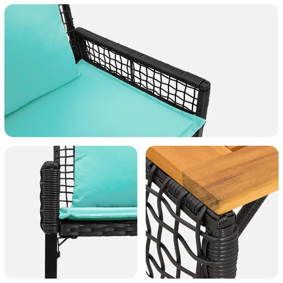 Ensemble de meubles d'extérieur 4 pcs Noir et turquoise - 8