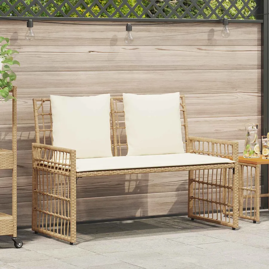 Banc extérieur Uni Naturel et Crème 116 x 55 x 82 cm