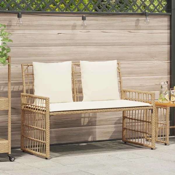 Banc extérieur Uni Naturel et Crème 116 x 55 x 82 cm