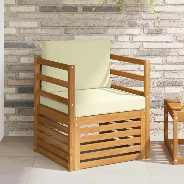 Canapé d’extérieur Bois d'acacia massif et polyester Naturel