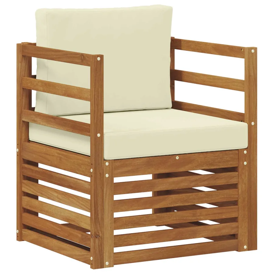 Canapé d’extérieur Bois d'acacia massif et polyester Naturel - 2