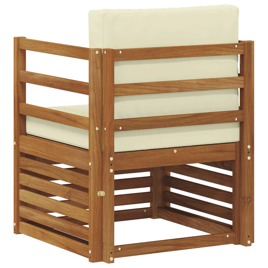Canapé d’extérieur Bois d'acacia massif et polyester Naturel - 5