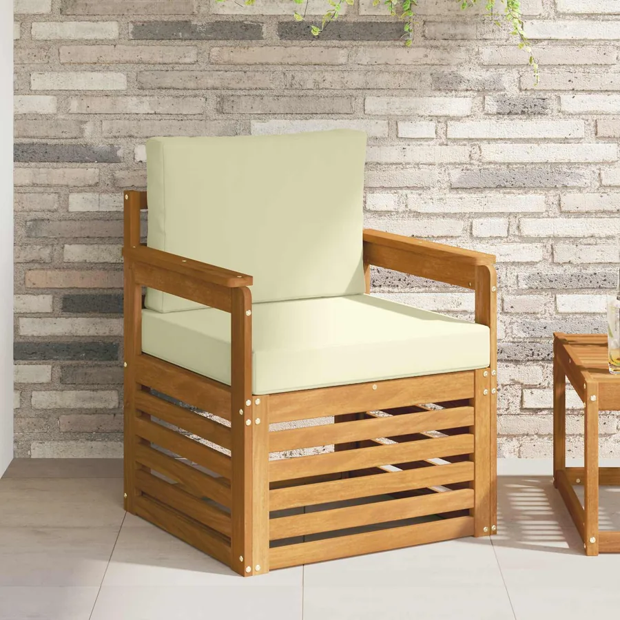 Canapé d’extérieur Bois d'acacia massif et polyester Naturel