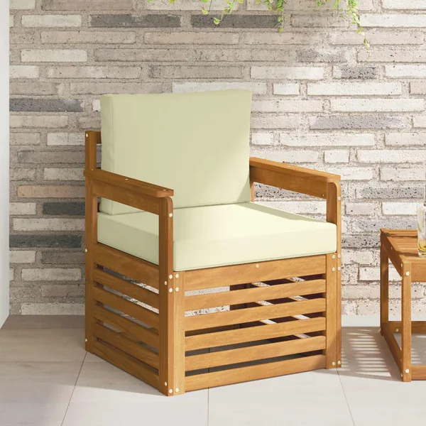Canapé d’extérieur Bois d'acacia massif et polyester Naturel