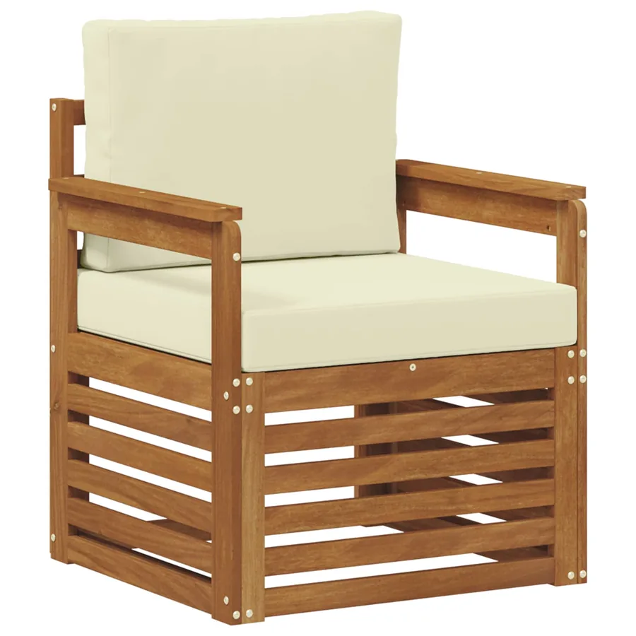 Canapé d’extérieur Bois d'acacia massif et polyester Naturel - 2