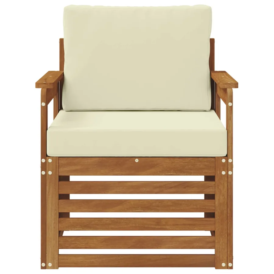 Canapé d’extérieur Bois d'acacia massif et polyester Naturel - 3