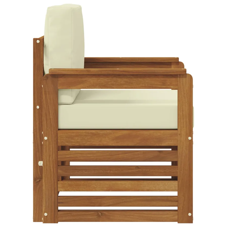 Canapé d’extérieur Bois d'acacia massif et polyester Naturel - 4