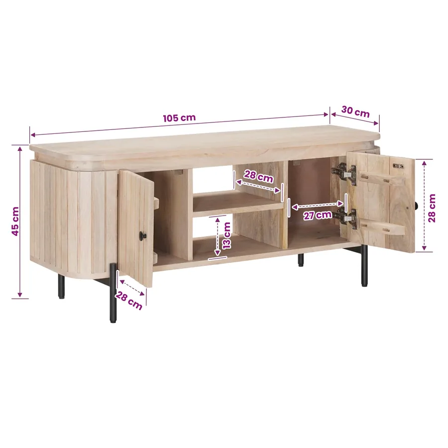 Meuble TV avec étagère avec stockage 105 x 30 x 45 cm - 13