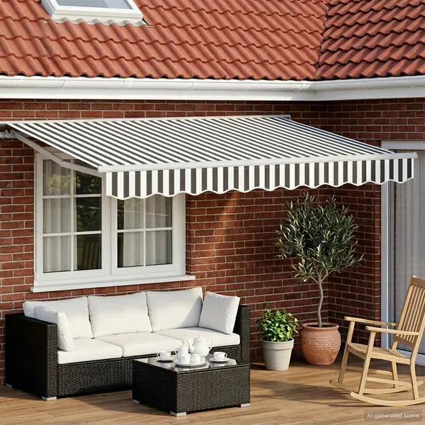 Auvent rétractable manuel Anthracite et blanc 3 x 2,5 m