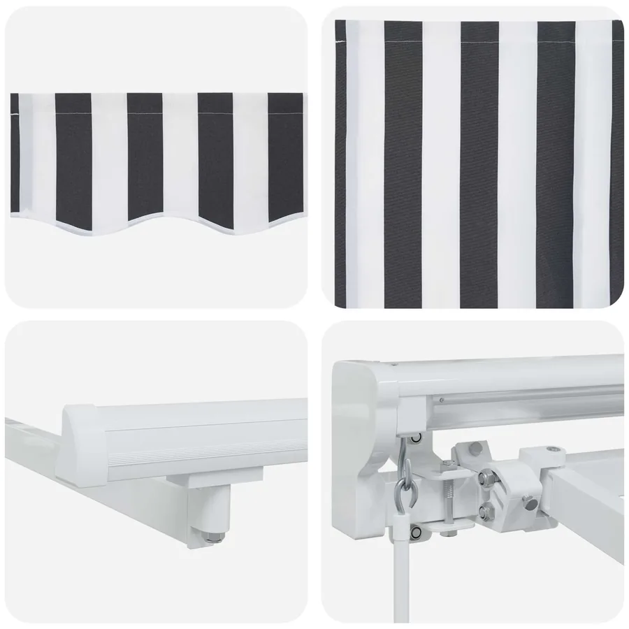 Auvent rétractable manuel Anthracite et blanc 3 x 2,5 m - 7