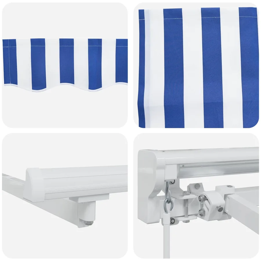 Auvent rétractable manuel Bleu et Blanc 3 x 2,5 m - 7