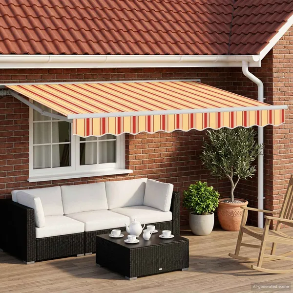 Auvent rétractable électrique Jaune et Orange 3 x 2,5 m