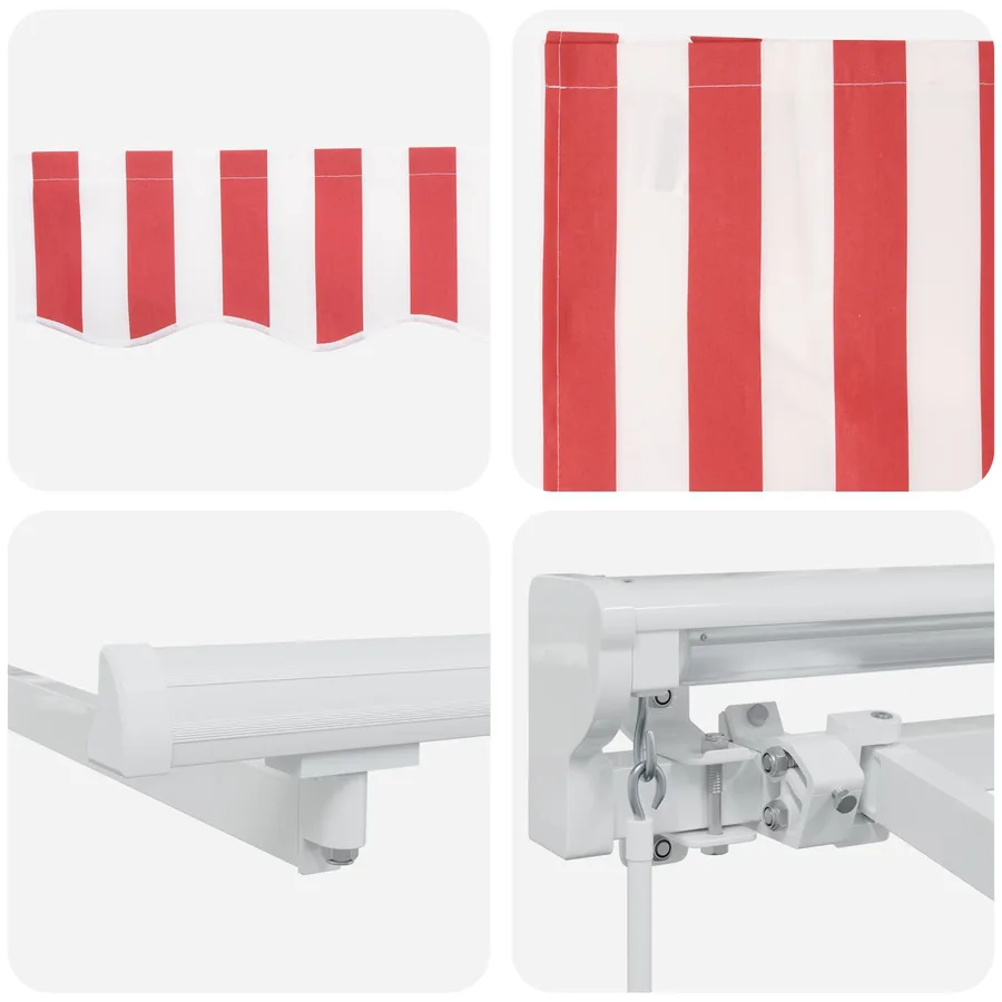 Auvent rétractable manuel Rouge et Blanc 3,5 x 2,5 m - 6