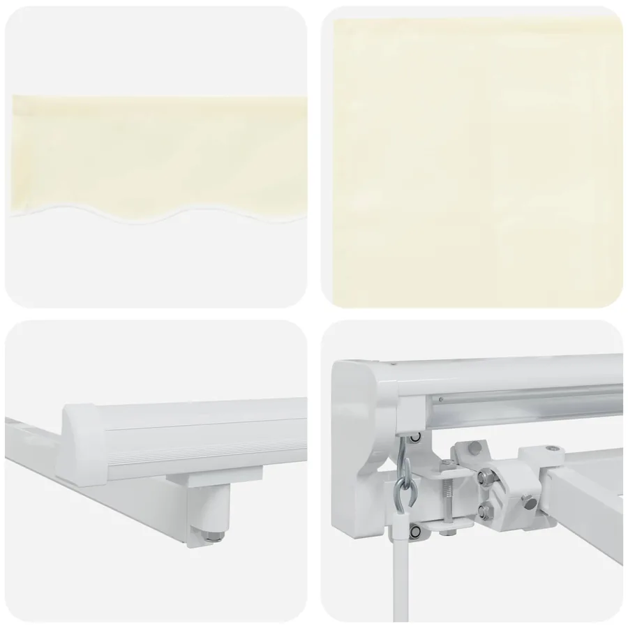 Cadre de store manuel avec LEDs Crème et Blanc 4 × 3 m - 9