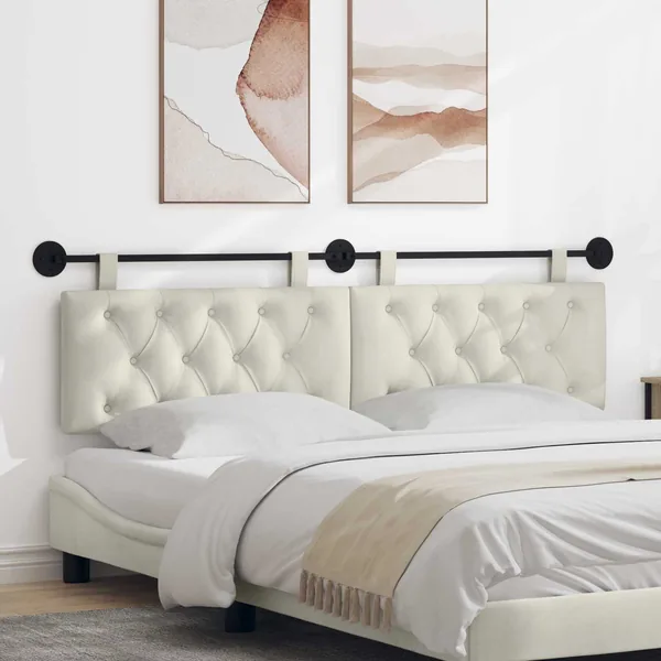 Tête de lit suspendue Avec lumière LED Crème Velours