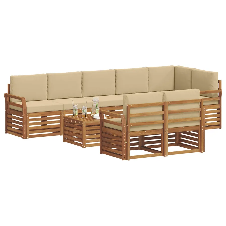 Ensembles de canapés avec coussin 9 pcs Naturel et Beige - 3