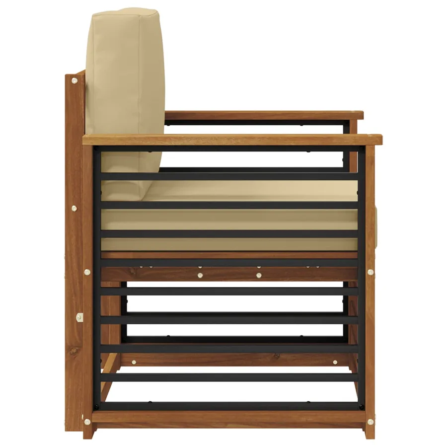 Canapé d’extérieur Bois d'acacia massif et polyester Naturel - 4