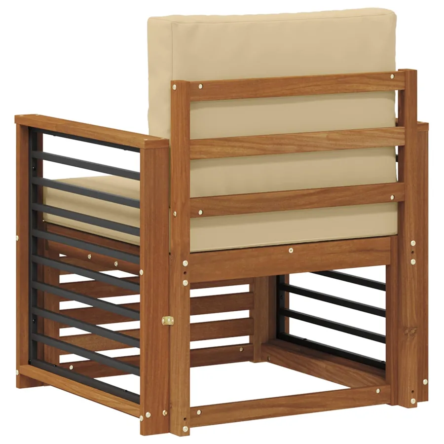 Canapé d’extérieur Bois d'acacia massif et polyester Naturel - 5