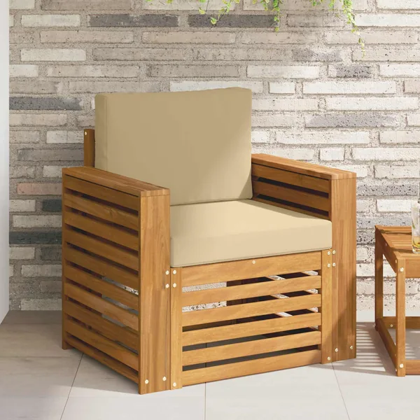 Canapé d’extérieur Bois d'acacia massif et polyester Naturel