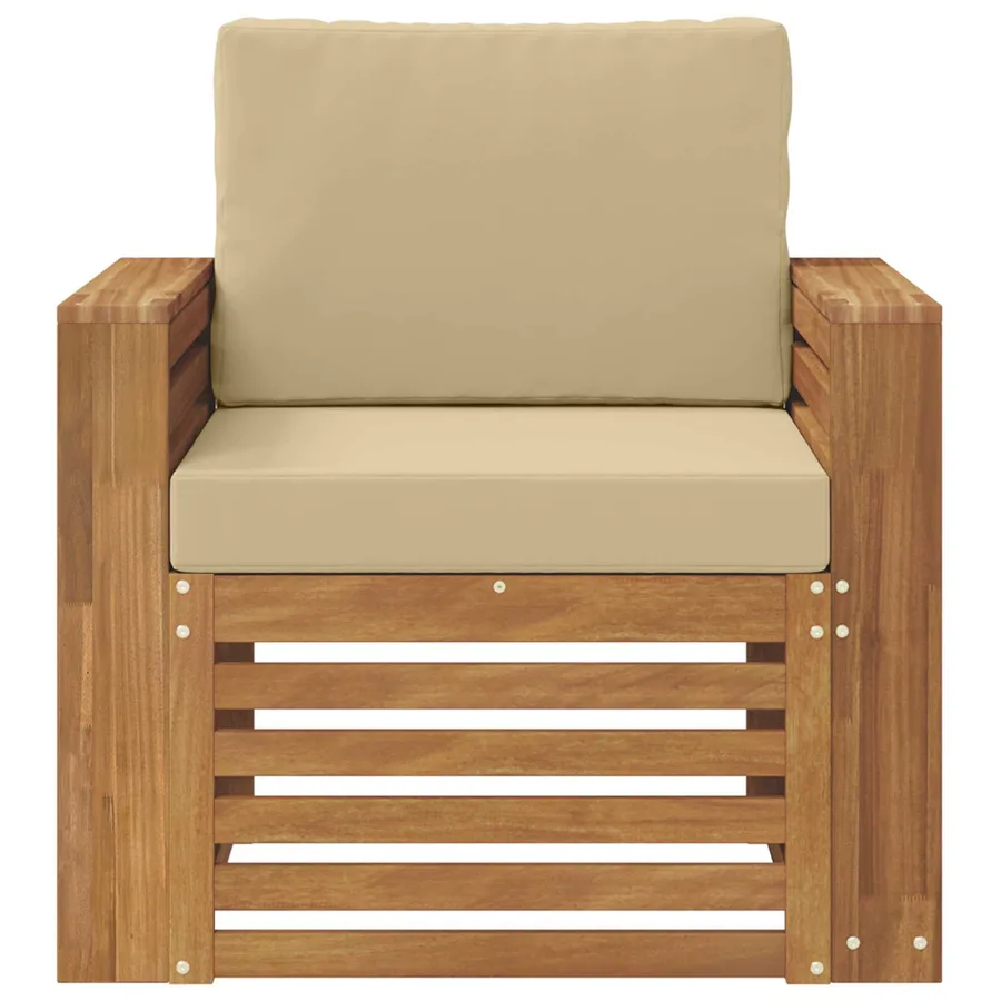 Canapé d’extérieur Bois d'acacia massif et polyester Naturel - 3