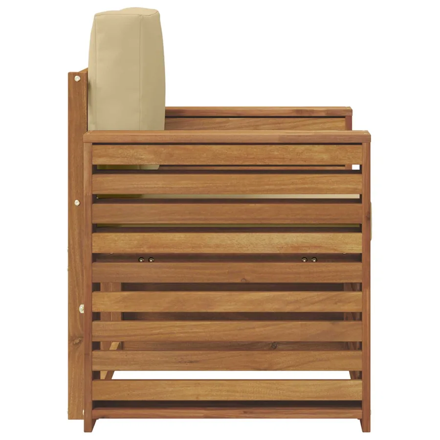 Canapé d’extérieur Bois d'acacia massif et polyester Naturel - 4