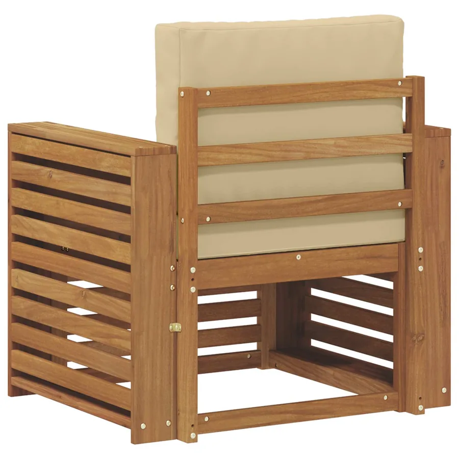 Canapé d’extérieur Bois d'acacia massif et polyester Naturel - 5