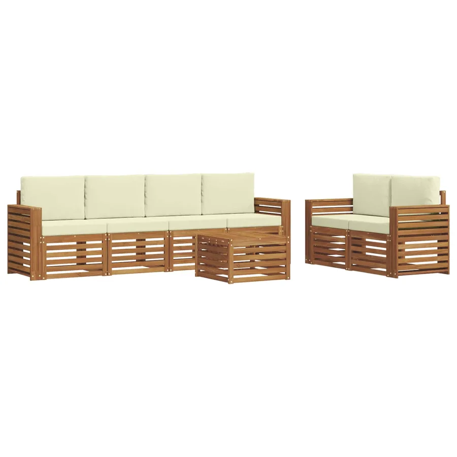 Ensemble de canapés d'extérieur 7 pcs Naturel et Crème - 2