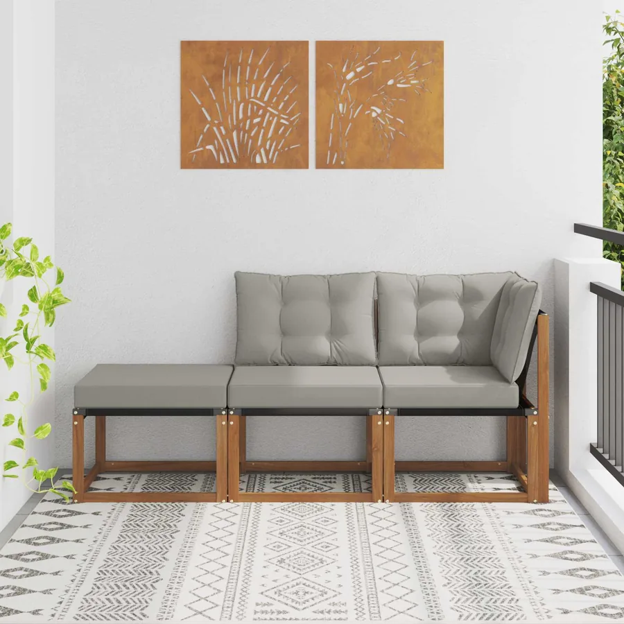 Canapés modulaires d'extérieur 3 Pièce Gris Naturel et Clair