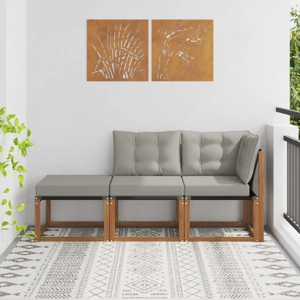 Canapés modulaires d'extérieur 3 Pièce Gris Naturel et Clair