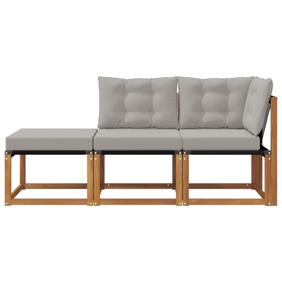 Canapés modulaires d'extérieur 3 Pièce Gris Naturel et Clair - 6