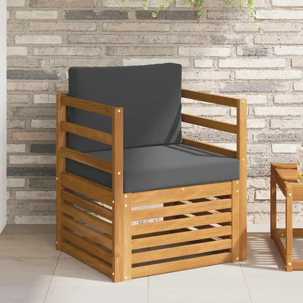 Canapé d’extérieur Bois d'acacia massif et polyester Naturel