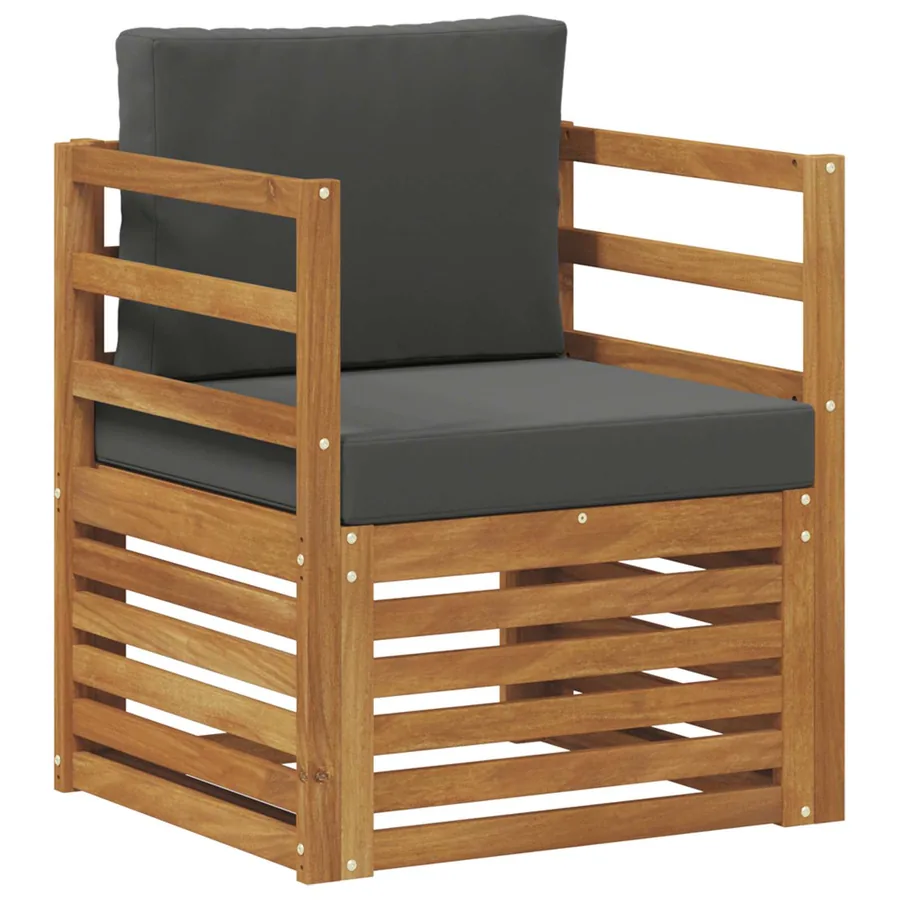 Canapé d’extérieur Bois d'acacia massif et polyester Naturel - 2