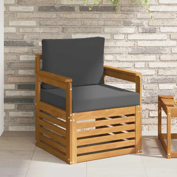 Canapé d’extérieur Bois d'acacia massif et polyester Naturel