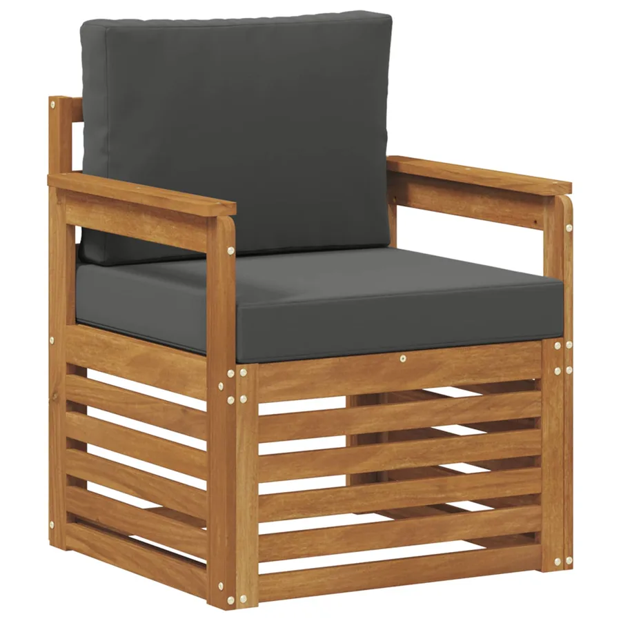 Canapé d’extérieur Bois d'acacia massif et polyester Naturel - 2