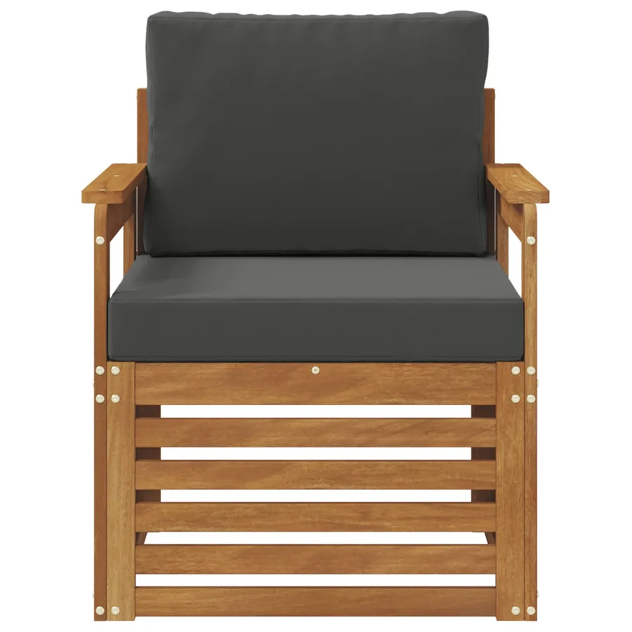 Canapé d’extérieur Bois d'acacia massif et polyester Naturel - 3