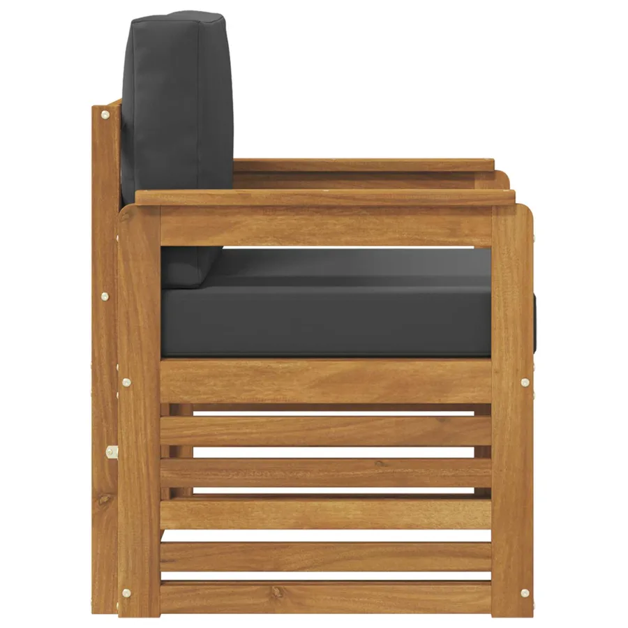 Canapé d’extérieur Bois d'acacia massif et polyester Naturel - 4