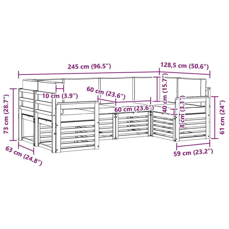 Ensemble de canapé d'angle avec coussin 6 pcs Naturel et Crème - 9