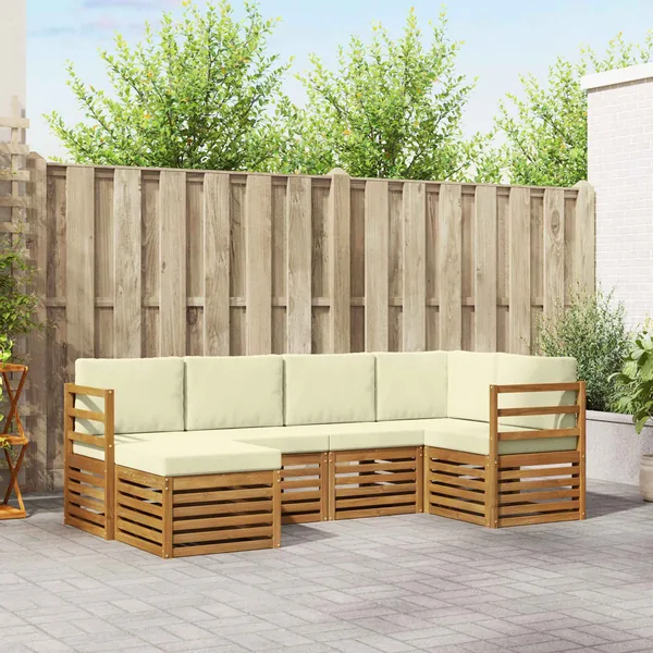 Ensemble de canapé d'angle avec coussin 6 pcs Naturel et Crème