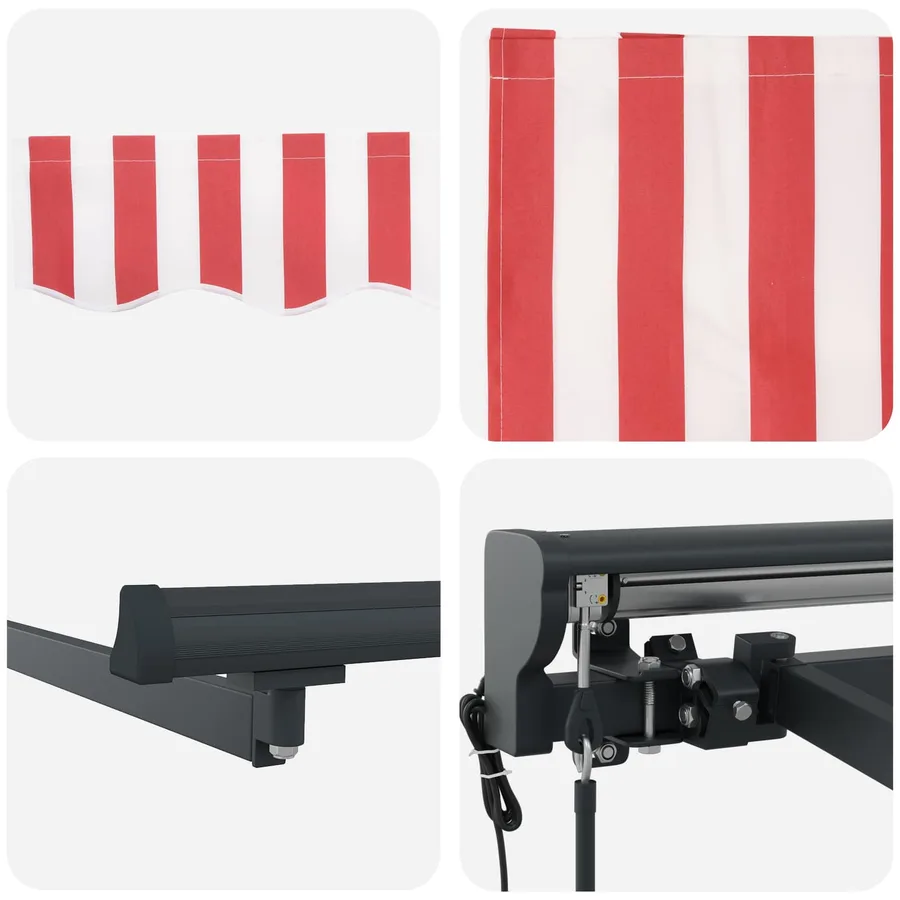 Auvent rétractable électrique Rouge, Blanc, Anthracite 4 x 2 m - 7