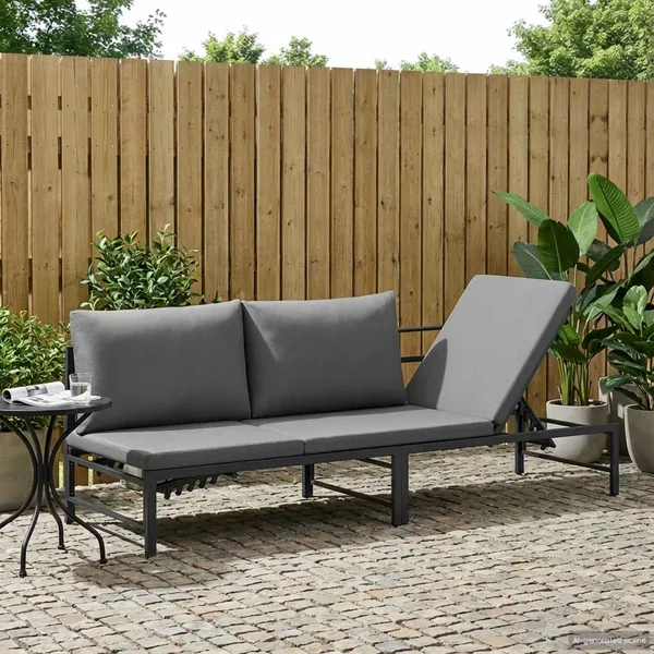 Transat 3 personnes Noir 200 x 62 x 59,5 cm Textilène