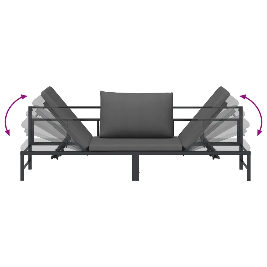 Transat 3 personnes Noir 200 x 62 x 59,5 cm Textilène - 9