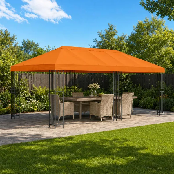 Housse de canopée de gazebo 6 x 3 m Orange Polyester 190