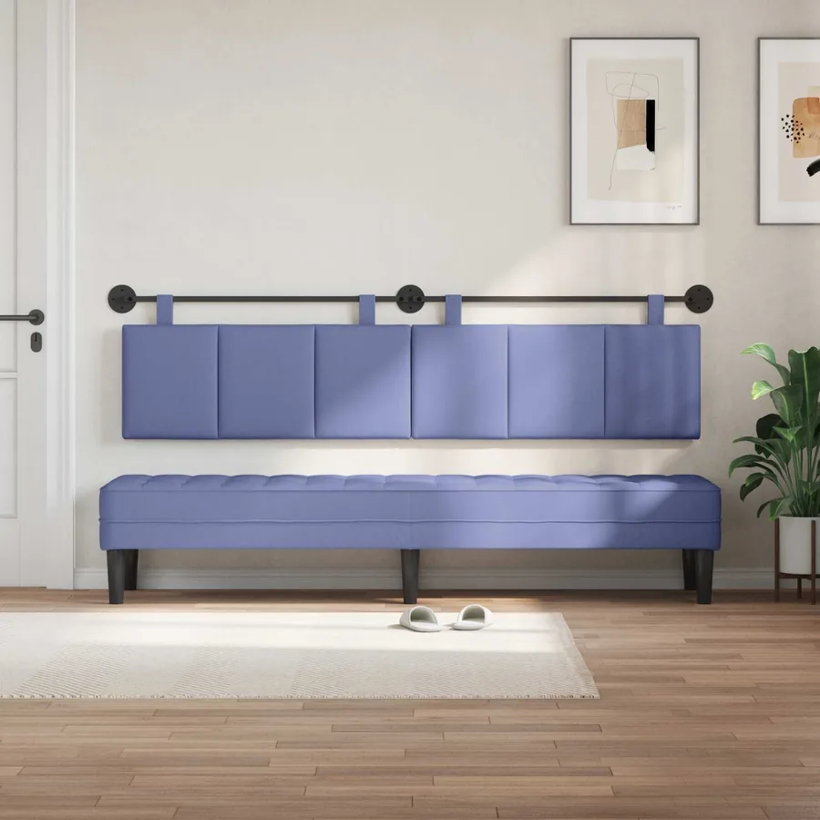 Tête de lit suspendue Bleu denim Tissu - 3