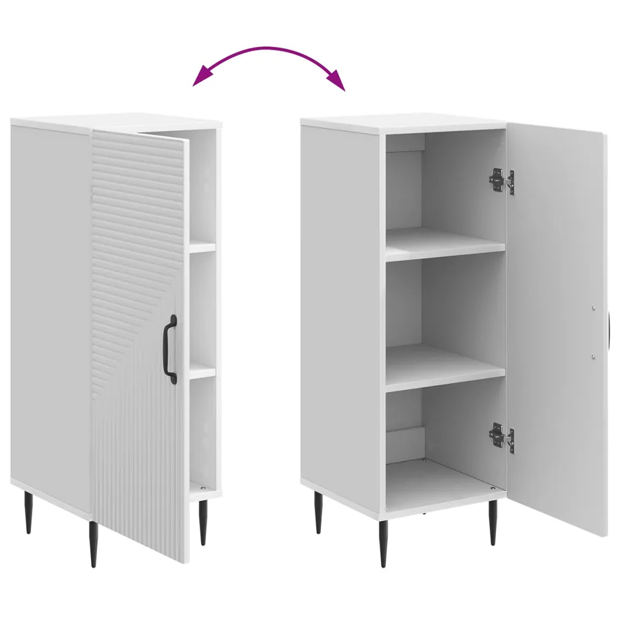 Buffet Blanc brillant 33 x 34,5 x 89,5 cm Bois d'ingénierie - 11