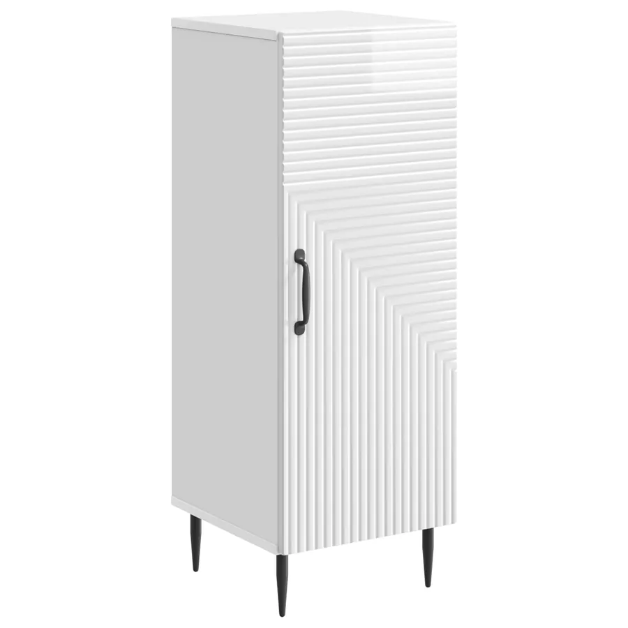 Buffet Blanc brillant 33 x 34,5 x 89,5 cm Bois d'ingénierie - 2