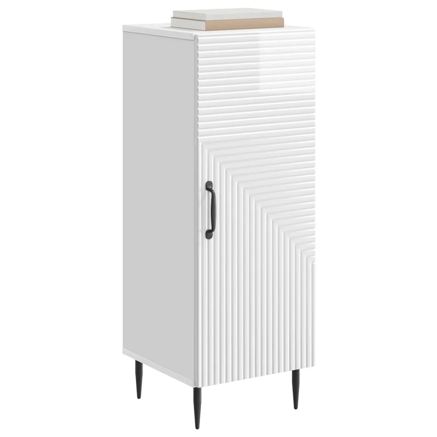 Buffet Blanc brillant 33 x 34,5 x 89,5 cm Bois d'ingénierie - 3
