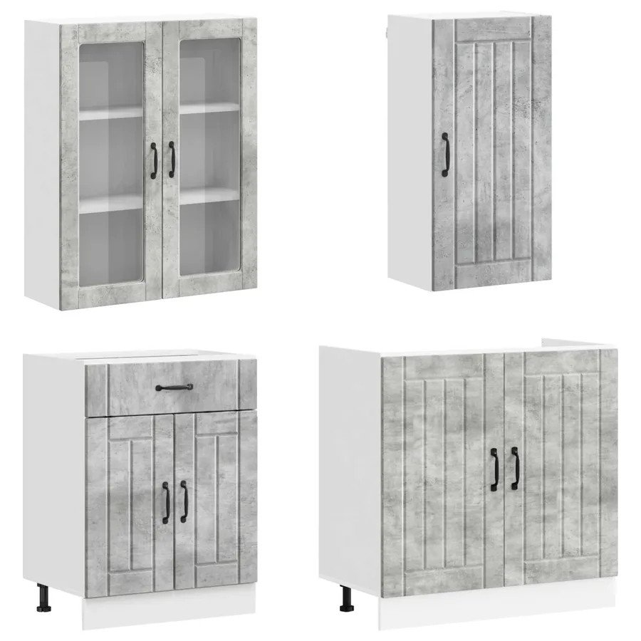 Unité de cuisine LUCCA 8 pcs Gris béton Bois d'ingénierie - 3