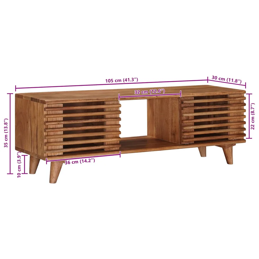 Meuble TV avec stockage avec porte Naturel 105 x 30 x 35 cm - 12
